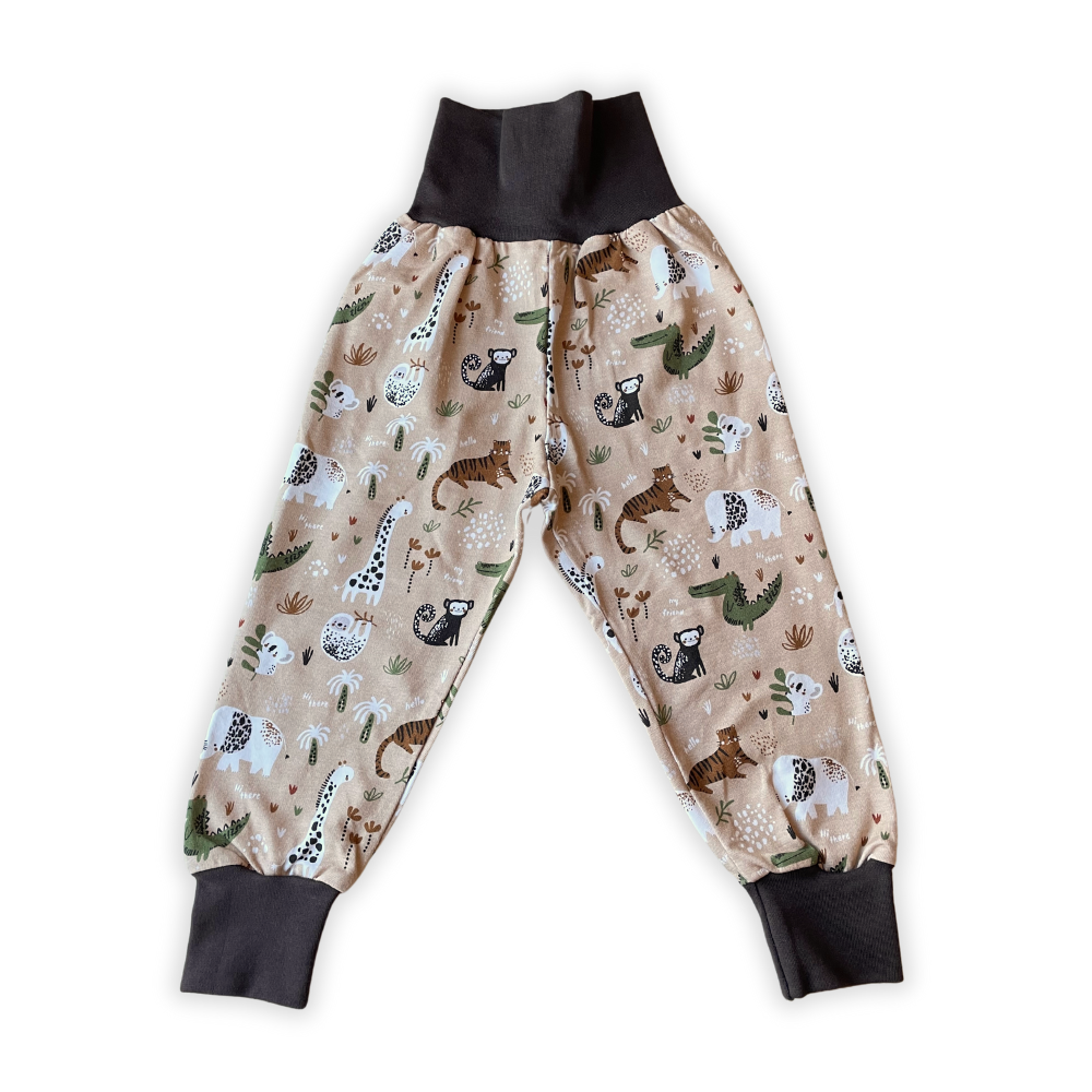 Bündchenhose Toni, Tiere auf Beige 80