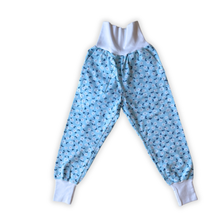 Bündchenhose Toni, BIO blaue Blümchen 92, 98