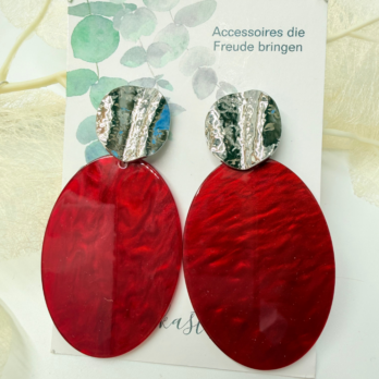 Ohrringe Oval Rot