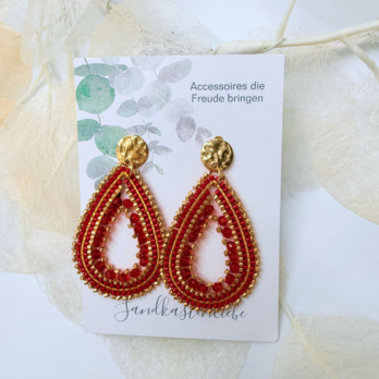 Ohrringe Miyuki Glasperlen Tropfen rot