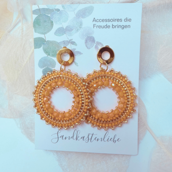 Ohrringe Miyuki Glasperlen Sonne gelb