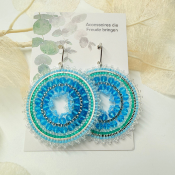 Ohrringe Miyuki Glasperlen Blautöne hell