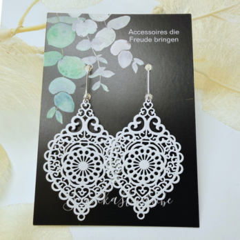 Ohrringe Filigran Blatt Weiß