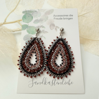 Ohrringe Miyuki Glasperlen Tropfen Braun