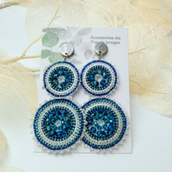 Ohrringe Miyuki Glasperlen Petrol/Blau
