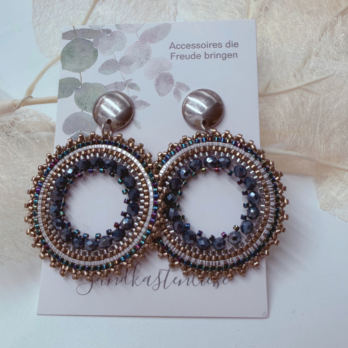 Ohrringe Miyuki Glasperlen Kreis Blautöne