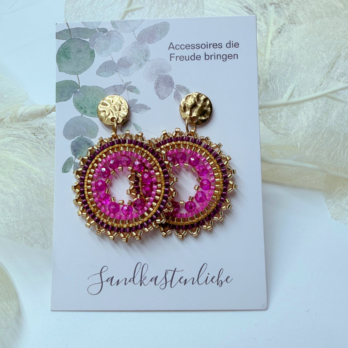 Ohrringe Miyuki Glasperlen Kreis Pink