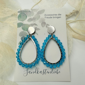 Ohrringe Facett Glasperlen Ozeanblau