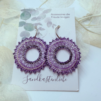 Ohrringe Miyuki Glasperlen Kreis lila
