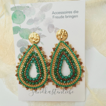 Ohrringe Miyuki Glasperlen Tropfen grün