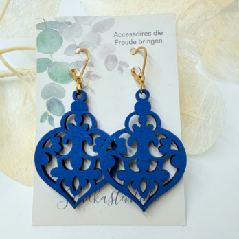 Holzohrringe blau lackiert