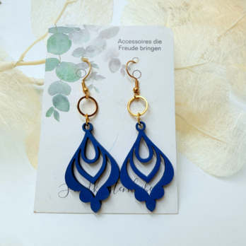 Holzohrringe blau lackiert