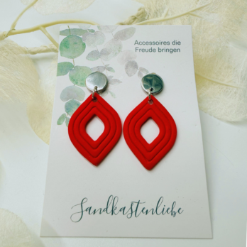 Ohrringe Karo rot