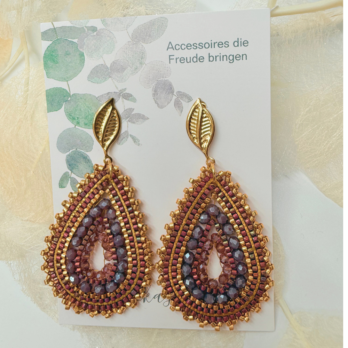 Ohrringe Miyuki Glasperlen Tropfen Mauvetöne